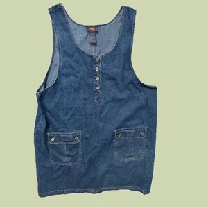 Route 66 Dark Blue Denim Sleeveless Jumper Dress Size 2XL Vtg